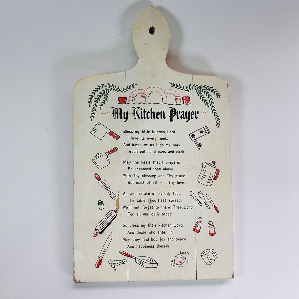 Vintage Wooden "My Kitchen Prayer" Rustic Cutting Board Decoration for Hanging